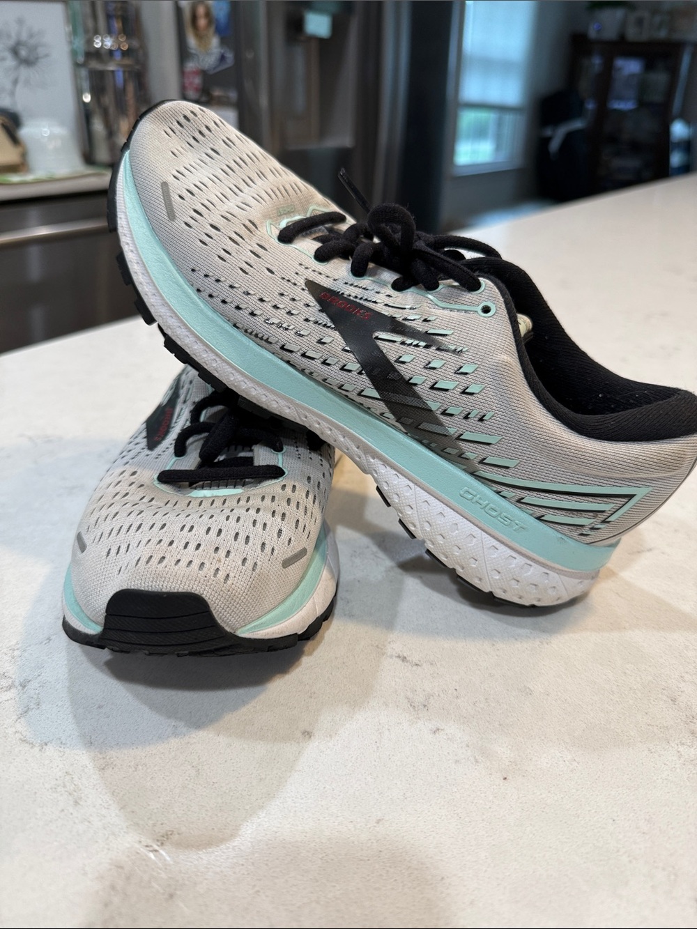Brooks Ghost 13 Women's Running Shoes Size 6.5 Grey Aqua Black 1203381B073